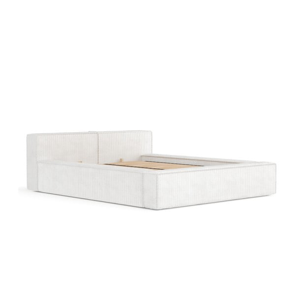 Letto matrimoniale imbottito color crema con contenitore e rete inclusi 160x200 cm Voliera – Maison de Rêve