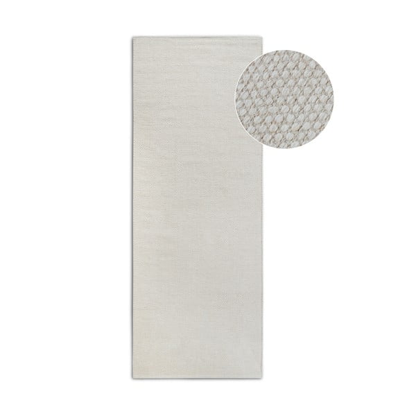 Passatoia in misto lana intrecciata a mano color crema 80x200 cm Pradesh Natural White - Elle Decoration