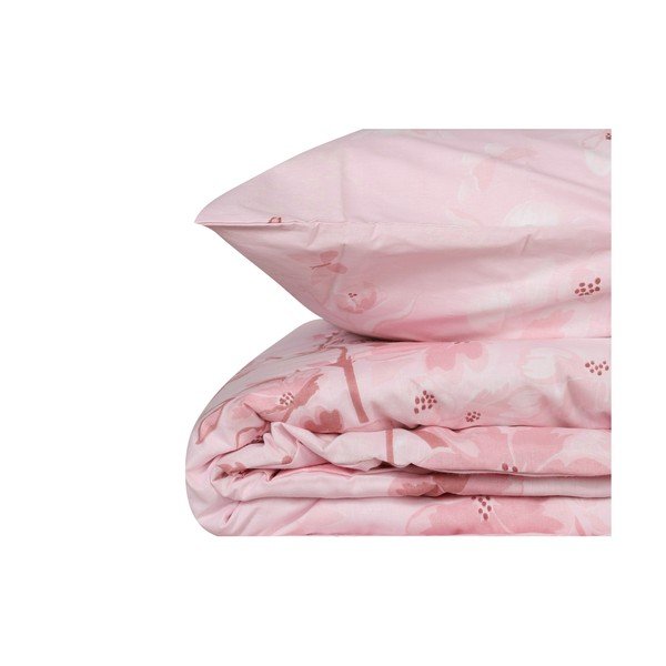 Set copripiumino e federa rosa in cotone renforcé per letto singolo 140x200 cm Elena – Mijolnir-image-2