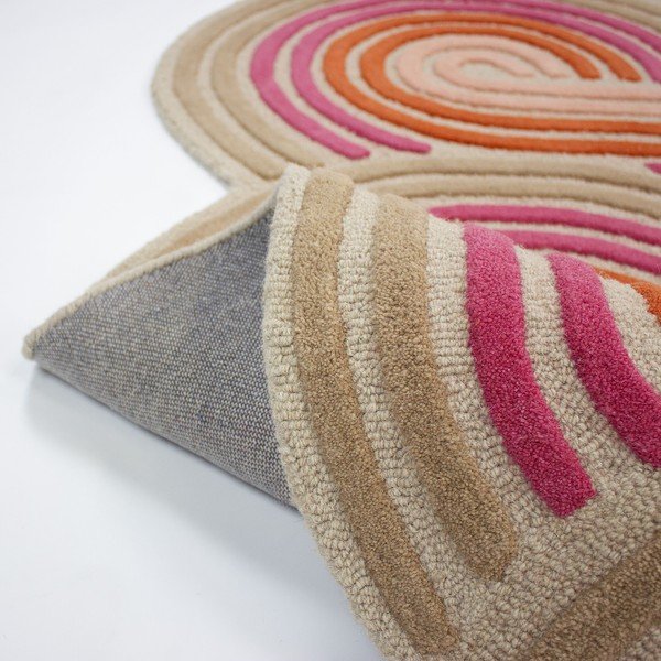 Tappeto rosa in lana tessuto a mano 140x200 cm Spiral Shaped  – Flair Rugs-image-4