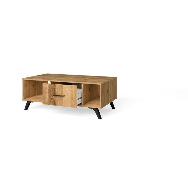 Tavolino in rovere decorato in colore naturale 60x100 cm Nordic - Marckeric-image-2