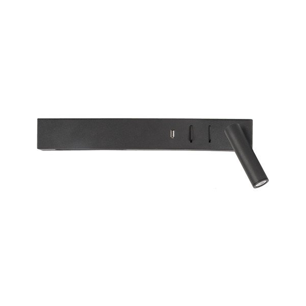 Lampada da parete LED nera opaca in metallo con struttura flessibile/con porta USB Vida – Nova Luce