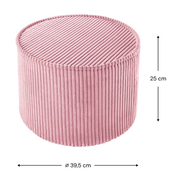 Pouf per bambini rosa con rivestimento in velluto a coste – Wigiwama-image-3