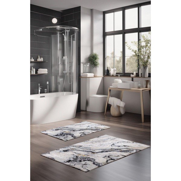 Set di tappetini per il bagno greige 2 pz 60x100 cm CT – Foutastic-image-1