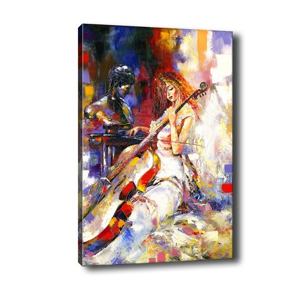 Pittura Contrabbasso, 50 x 70 cm Contrabass Player - Tablo Center