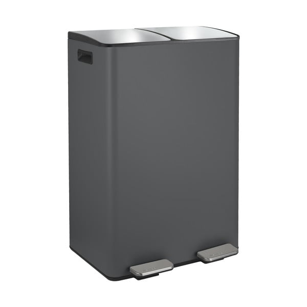 Cestino per la spazzatura grigio scuro in acciaio per raccolta differenziata/con pedale 2x30 l   Aliya – Spirella