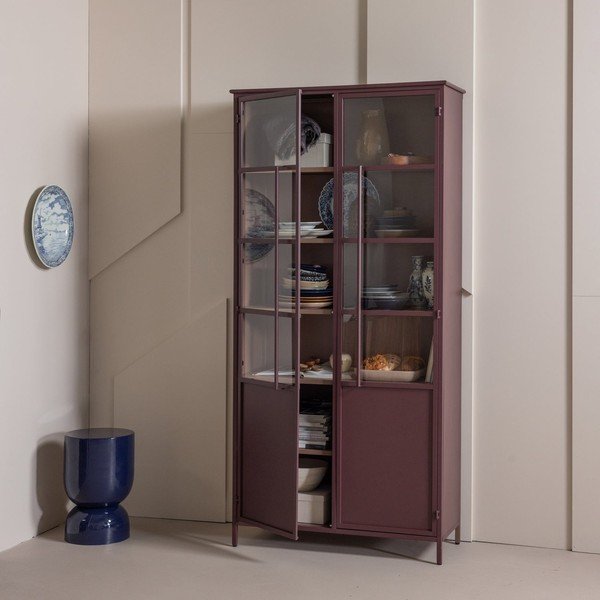 Vetrina burgundy in metallo 99x203x45 cm Exhibit – WOOOD-image-2