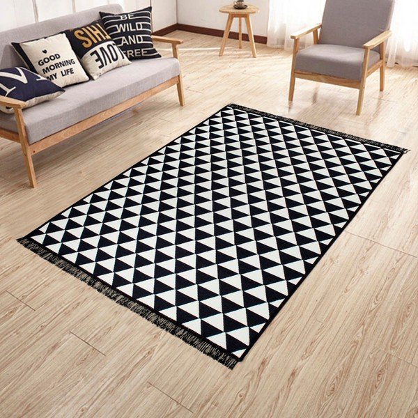 Tappeto bifacciale Apollon in bianco e nero, 80 x 150 cm - Cihan Bilisim Tekstil-image-3