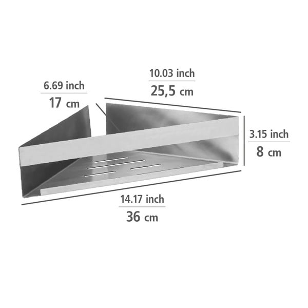 Mensola angolare autoportante per bagno in acciaio inox in argento opaco Genova Matt - Wenko-image-2