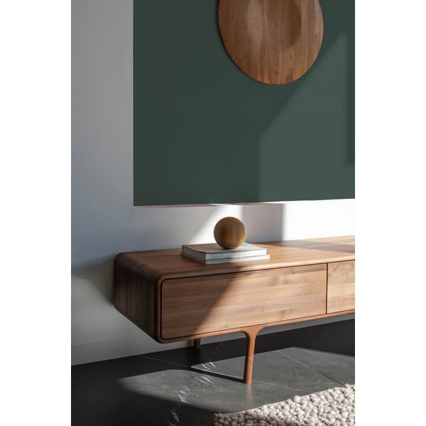 Mobile TV marrone in noce massiccio 220x45x45 cm Fawn – Gazzda-image-4