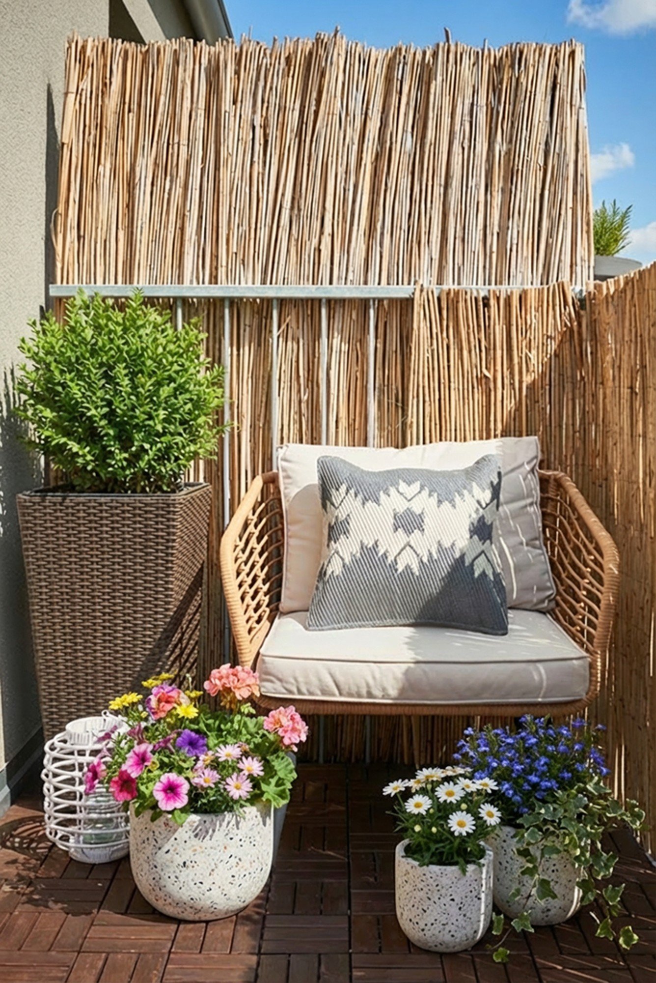 Un paravento naturale in bambù ti garantisce uno spazio confortevole e intimo.