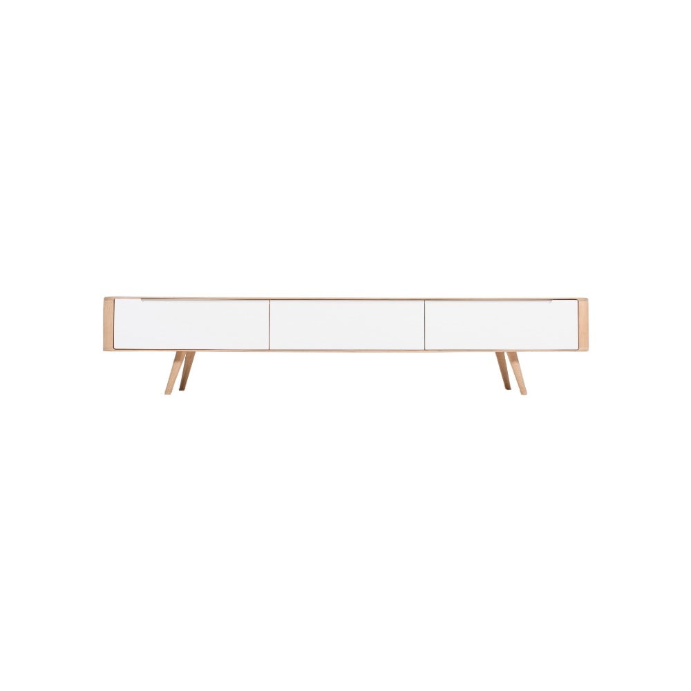 Tavolo TV in legno di quercia, 225 x 42 x 45 cm Ena - Gazzda | Mobili TV