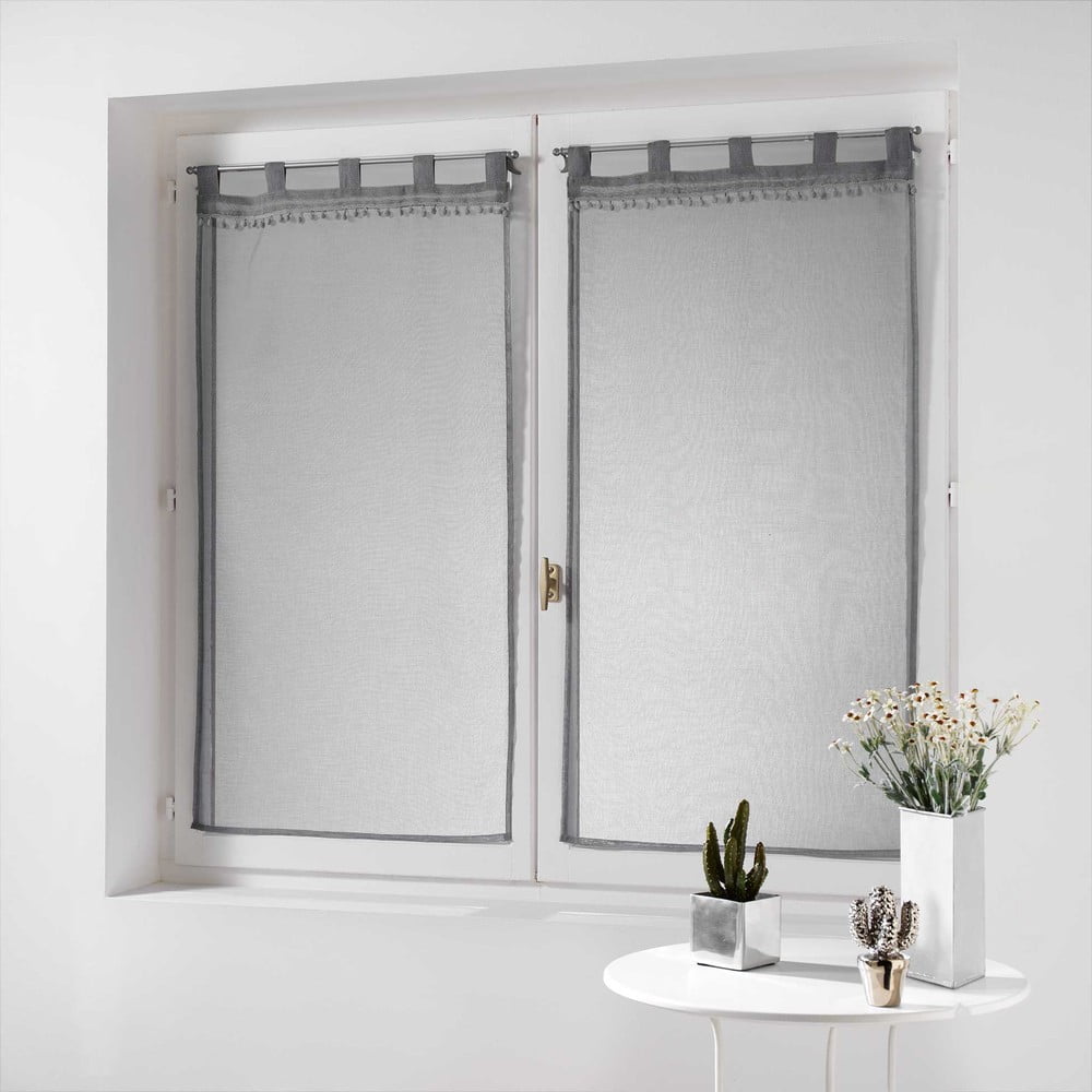 Set di 2 tende in voile grigio 60x120 cm Poupette - douceur d'intérieur | Tende sottili