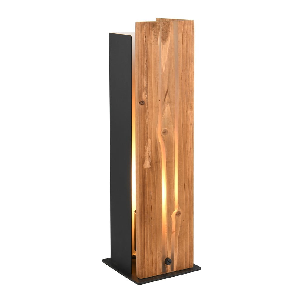 Lampada da tavolo in nero-naturale con paralume in legno (altezza 40 cm) Karuni - Trio | Abat-jour e lampade da tavolo