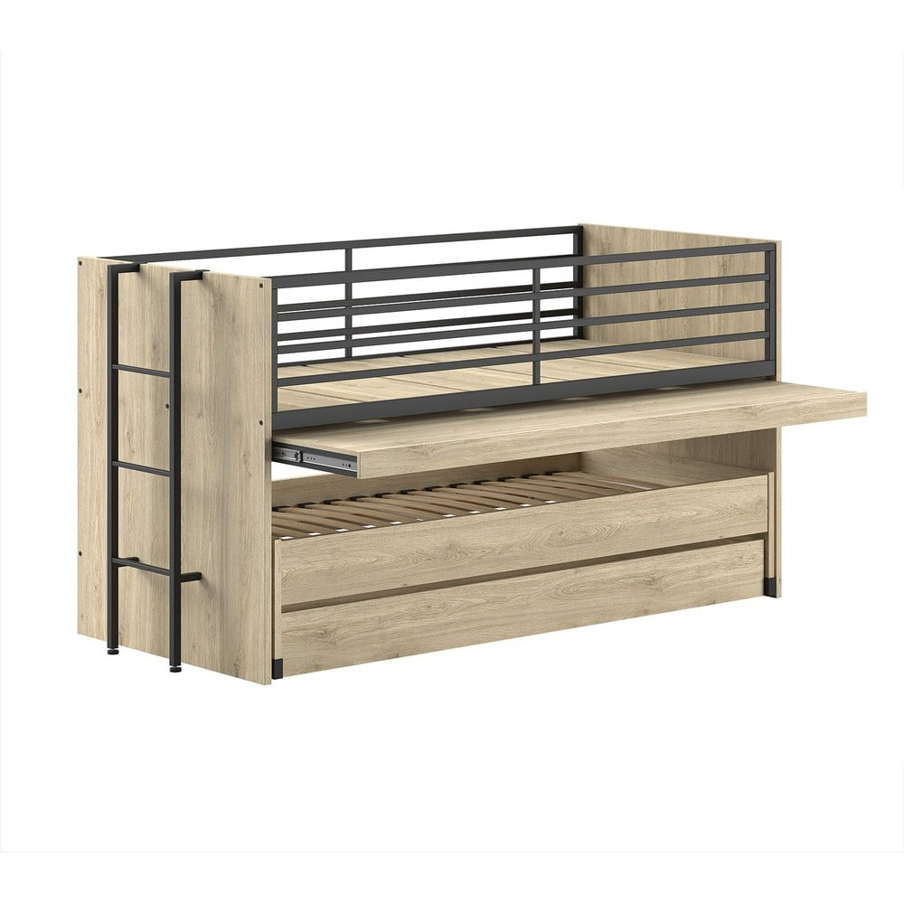 Letto da bambini a castello/estraibile di colore naturale con scrivania con rete inclusa 90x200 cm Sam – Vipack | Letti per bambini