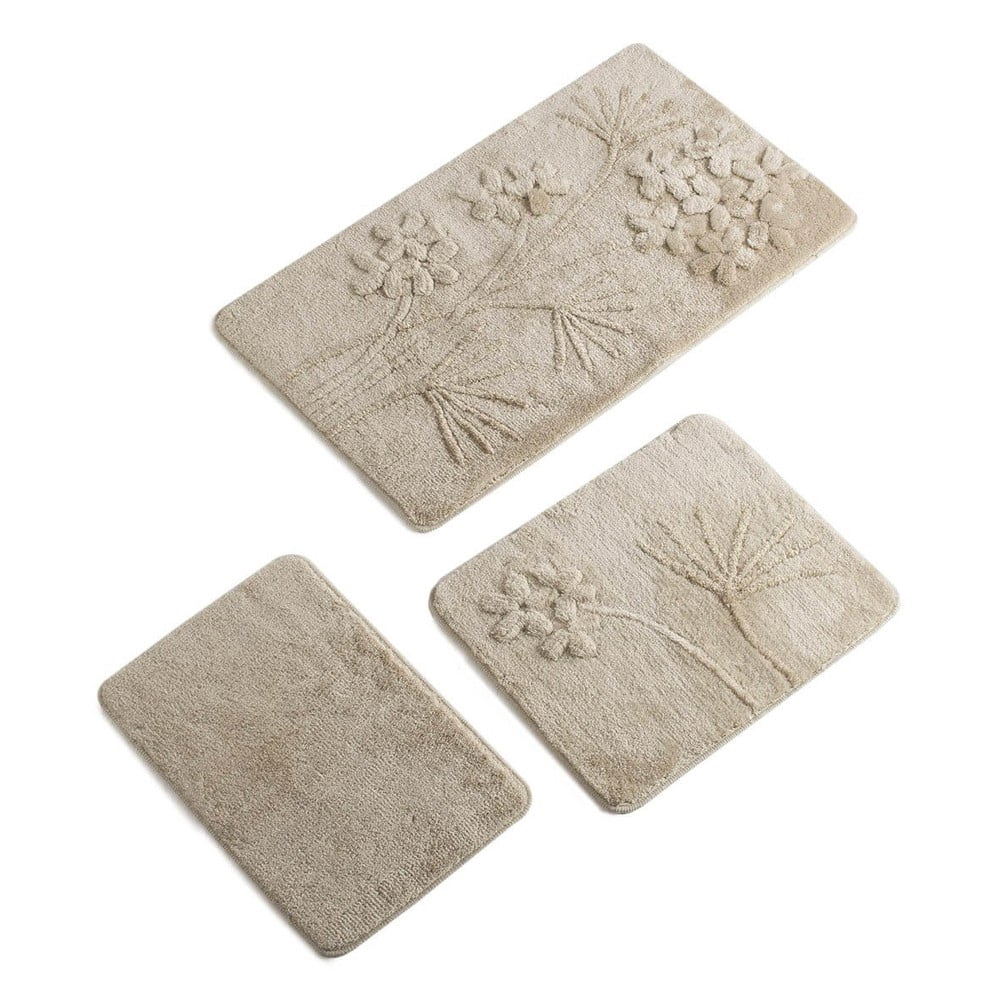 Set di 3 tappetini da bagno beige Orkide - Foutastic | Tappeti per il bagno