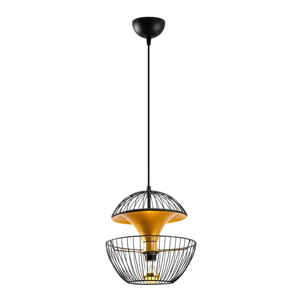Lampada a sospensione in nero e oro con paralume in metallo ø 30 cm Telmander - Opviq lights | Lampadari