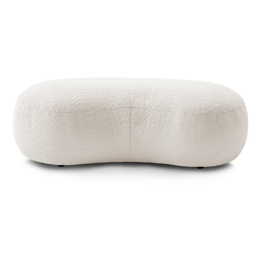 Pouf in tessuto bouclé bianco Saint-Germain - Bobochic Paris | Poggiapiedi