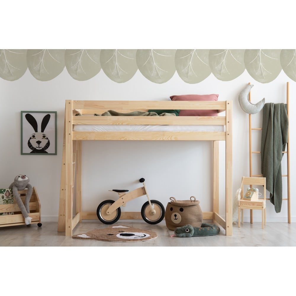 Letto rialzato per bambini in legno di pino 70x140 cm CLPBA - Adeko | Letti per bambini