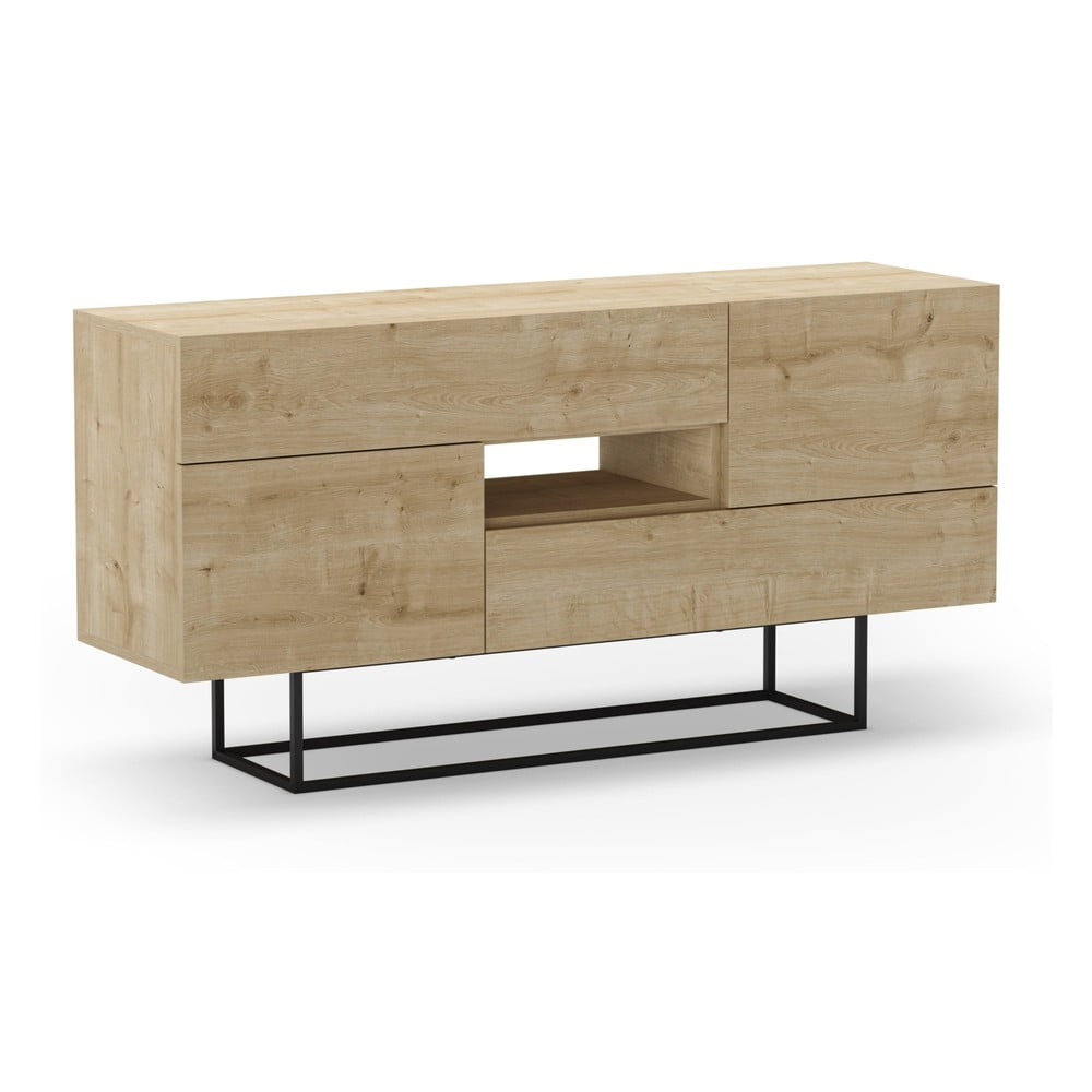 Cassettiera bassa in rovere decorato in colore naturale 145x82 cm Titan - Marckeric | Cassettiere