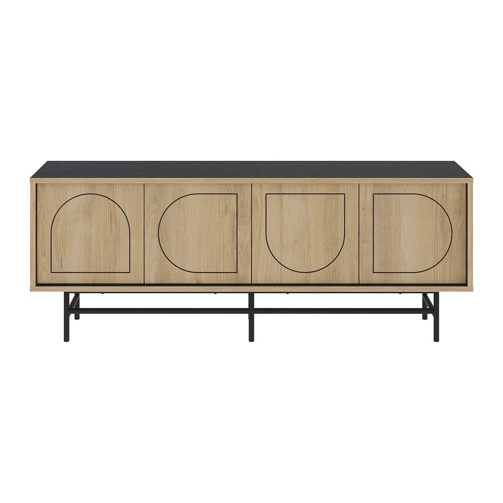 Mobile TV in rovere decorato in nero e naturale 149,5x56,5 cm Giana - Marckeric | Mobili TV