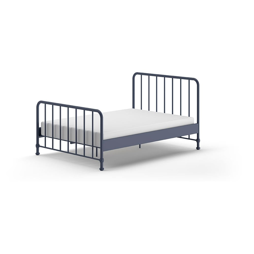 Letto singolo blu in metallo con rete 140x200 cm BRONXX - Vipack | Letti matrimoniali