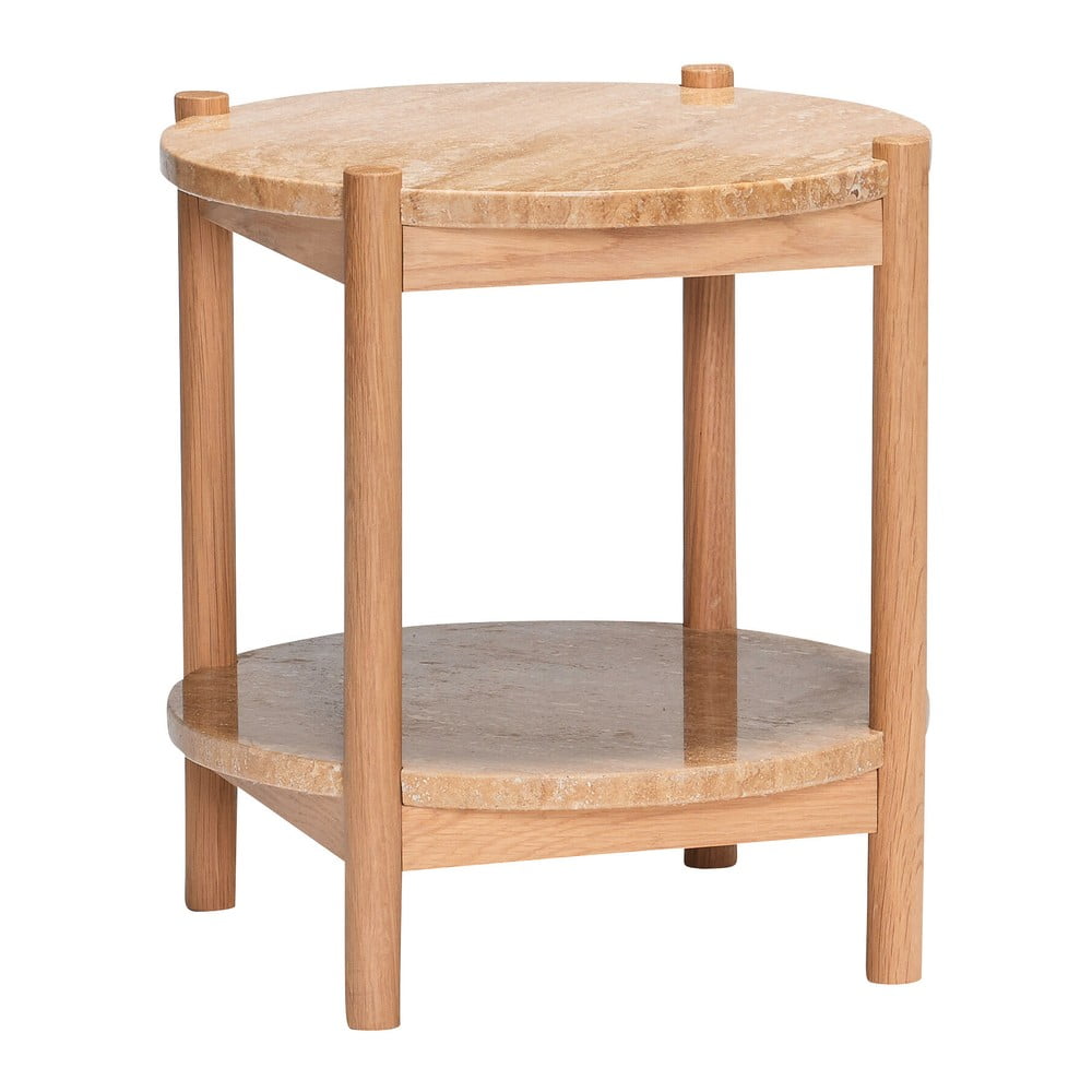 Tavolino rotondo con piano in pietra ø 43 cm Trava - Hübsch | Tavolini