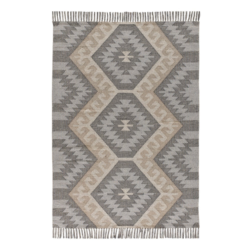 Tappeto grigio in cotone riciclato lavabile/tessuto a mano 80x120 cm Chandia – Universal | Tappeti