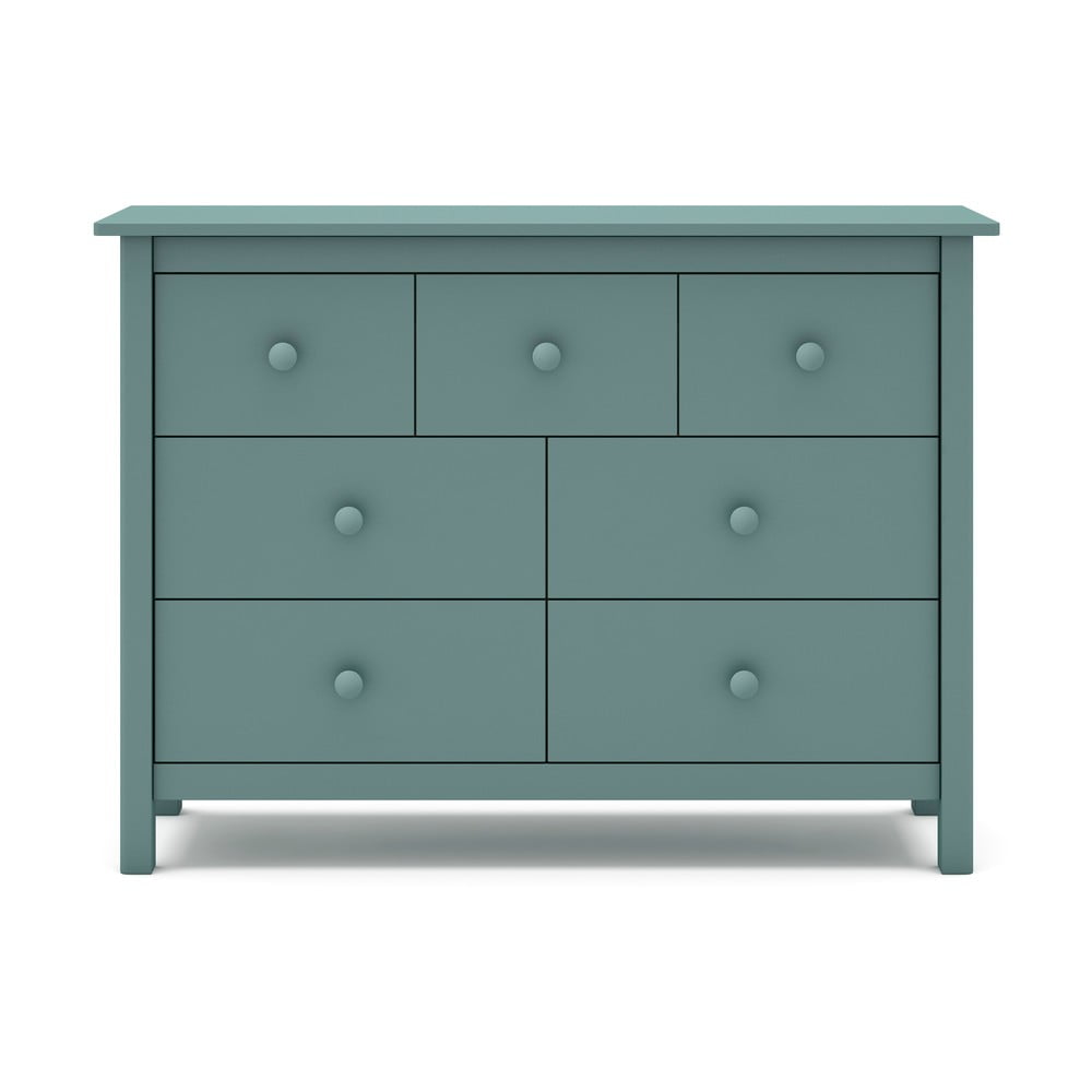 Cassettiera bassa per bambini in legno di pino color petrolio 110x80 cm Max - Marckeric | Cassettiere per bambini