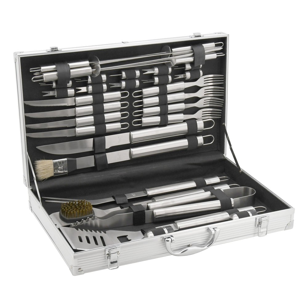 Set di 30 utensili per grigliate in valigetta di alluminio - Cattara | Set di utensil per grigliare