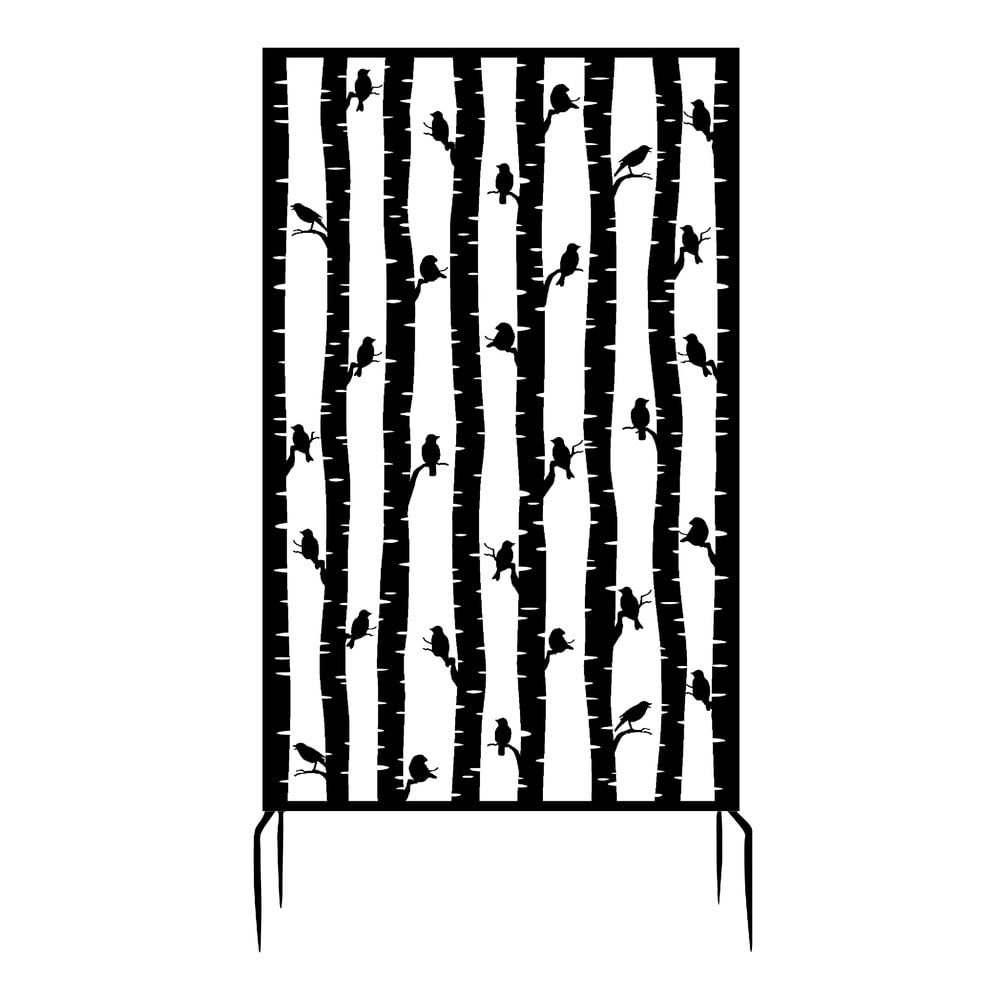 Paravento da balcone in metallo nero 100x186 cm Birds - Esschert Design | Paraventi per balcone