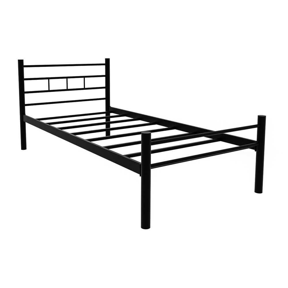 Letto matrimoniale nero in metallo con doghe 90x200 cm K70 - Kalune Design | Letti singoli
