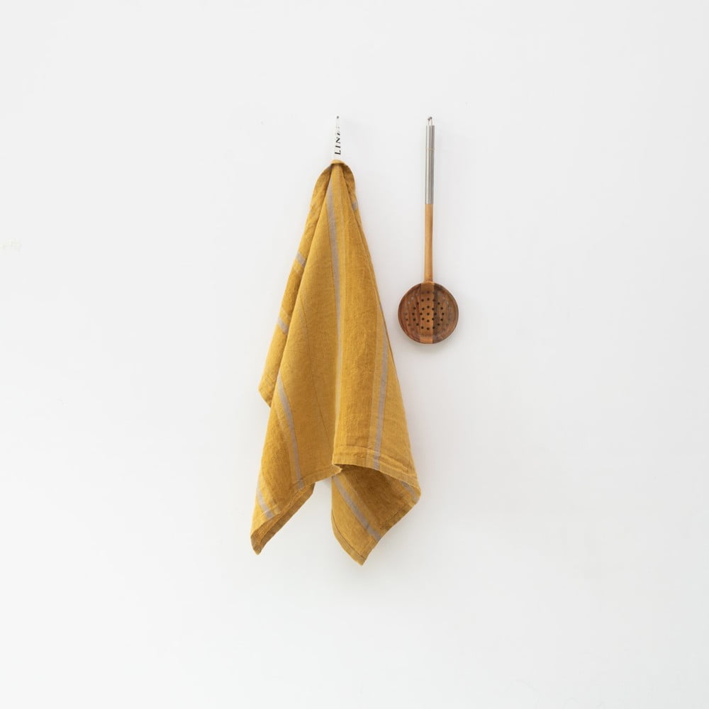 Asciugamano di lino 65x65 cm Amber Bronze Stripes - Linen Tales | Asciugamani da cucina