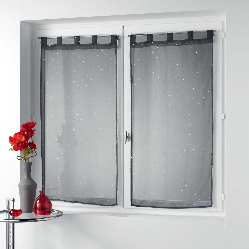 Tende in voile antracite in set da 2 60x90 cm Orion - douceur d'intérieur | Tende sottili