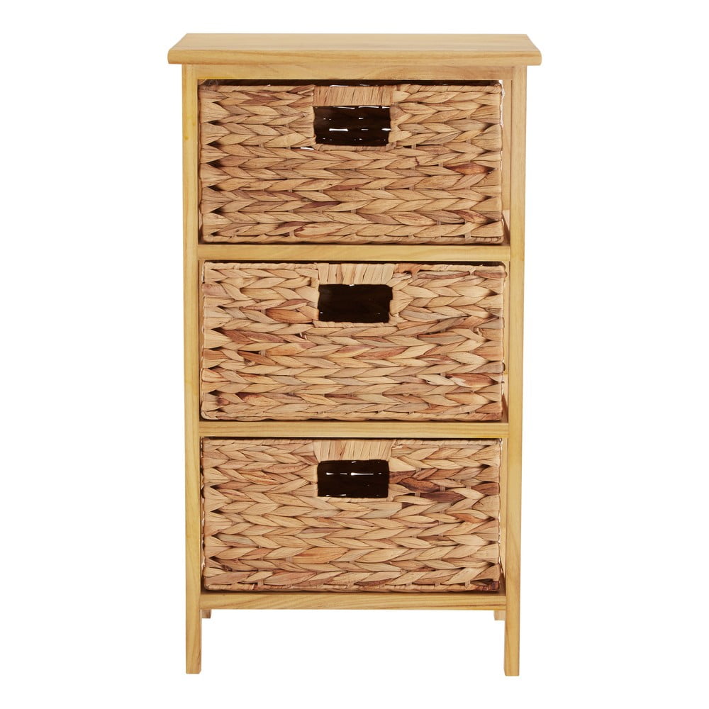 Cassettiera alta in legno massiccio di pavlovnia in colore naturale 41x70 cm - Premier Housewares | Scaffali per il bagno