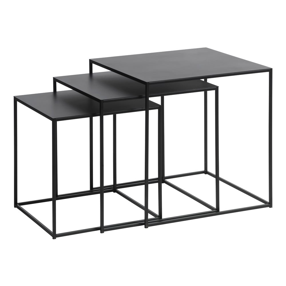 Tavolini in metallo nero in set di 3 pezzi 50x50 cm Pebble - Unique Furniture | Tavolini da salotto