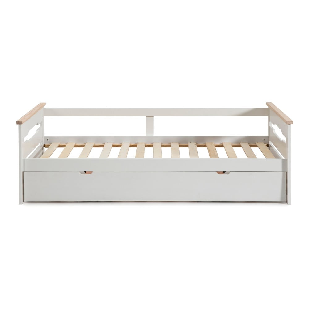 Letto per bambini in legno di pino bianco con letto estraibile 90x190 cm Elisa - Marckeric | Letti per bambini