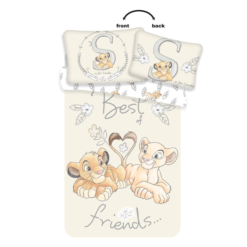 Lenzuola per culla in cotone giallo chiaro 100x135 cm Lion King "Best Friends" - Jerry Fabrics | Biancheria da letto per bambini