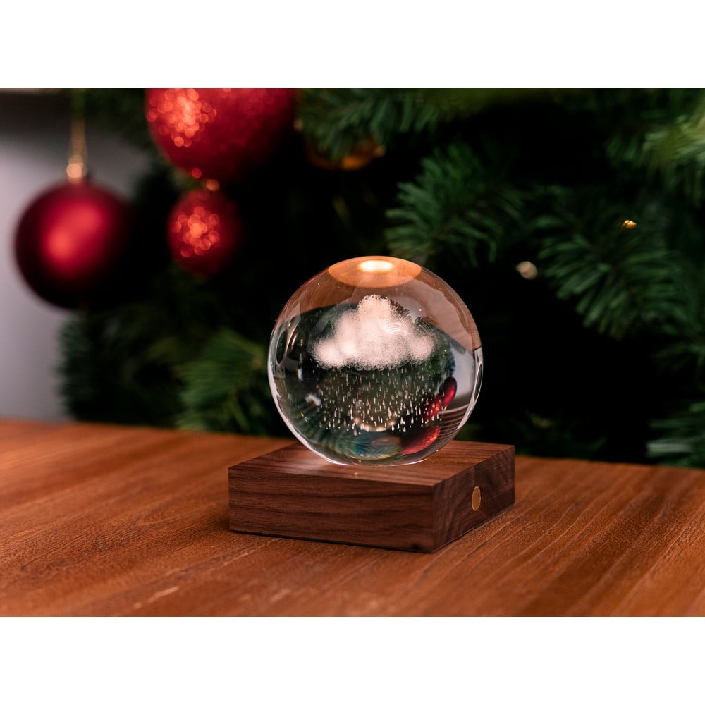Lampada da tavolo con intensità regolabile marrone scuro in noce massiccio con paralume in vetro (altezza totale 12 cm) Amber – Gingko | Abat-jour e lampade da tavolo