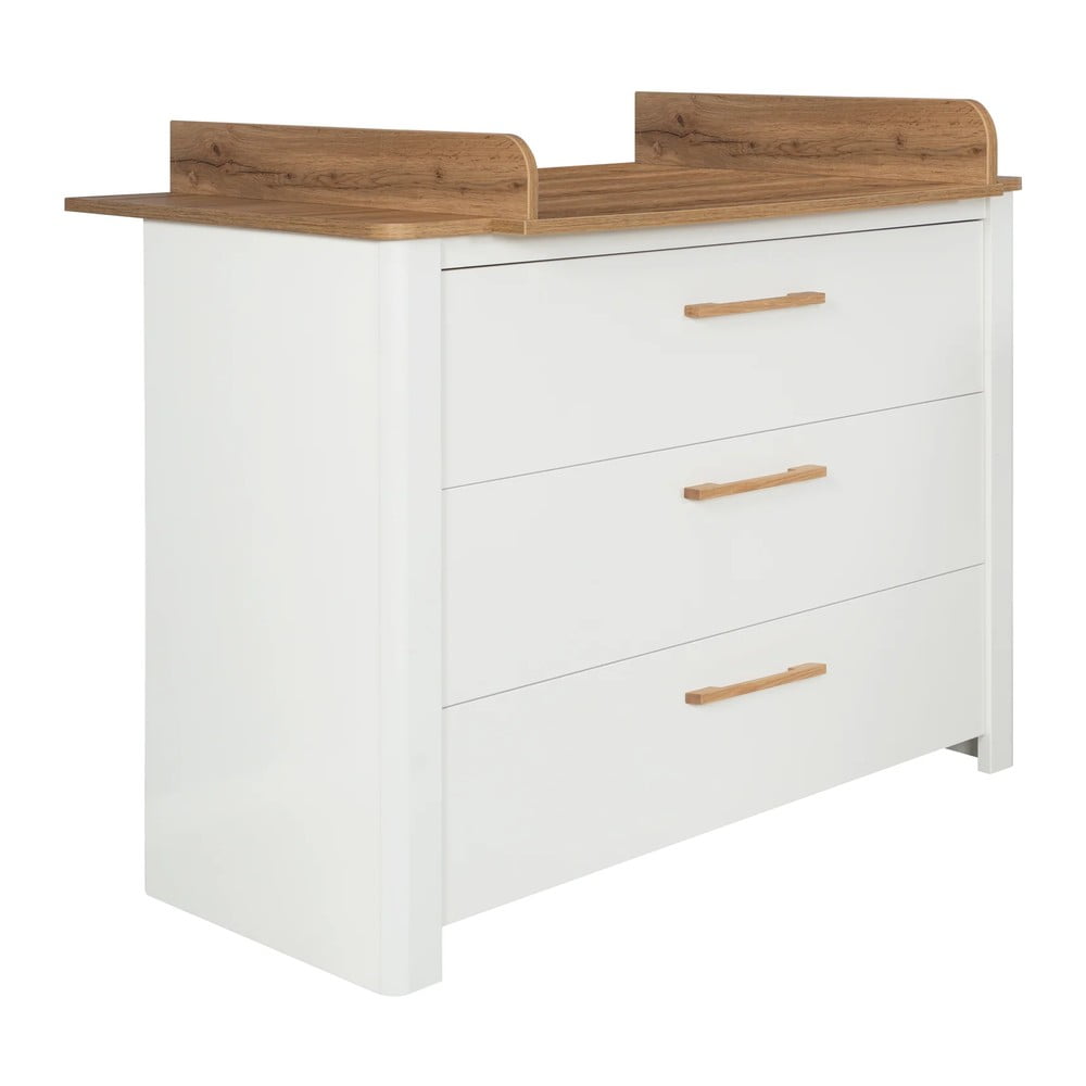 Cassettiera bassa bianca in rovere con fasciatoio 119x100 cm Ava - Roba | Cassettiere per bambini
