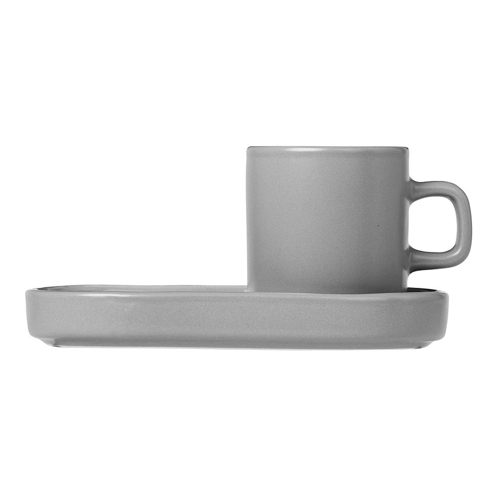 Set di 2 tazze da espresso grigie con vassoio Pilar - Blomus | Tazzine