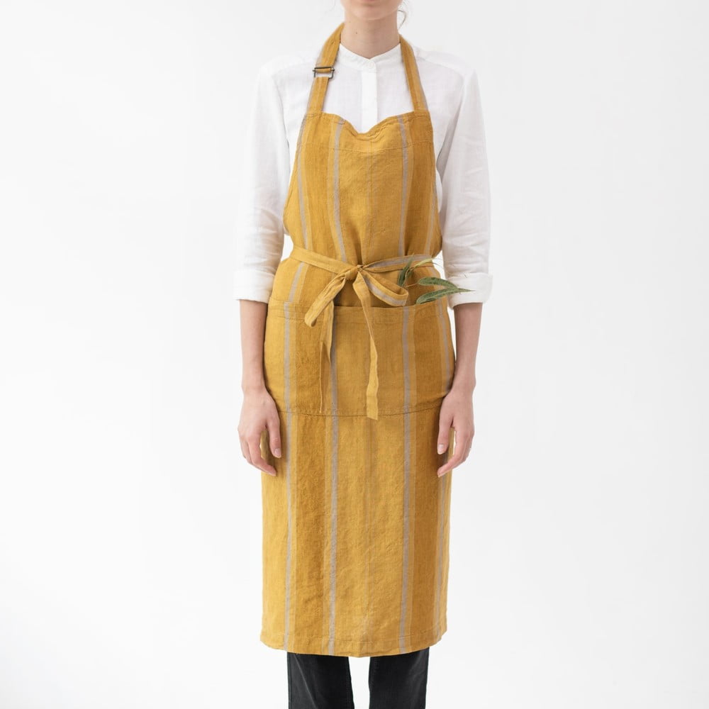 Grembiule in lino Amber Bronze Stripes - Linen Tales | Grembiuli