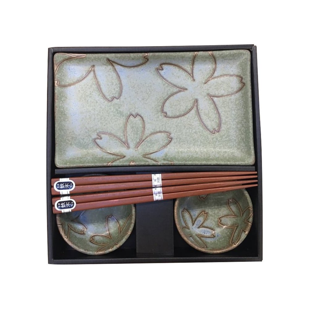 Set da 6 pezzi di piatti da sushi in ceramica verde - MIJ | Set da sushi