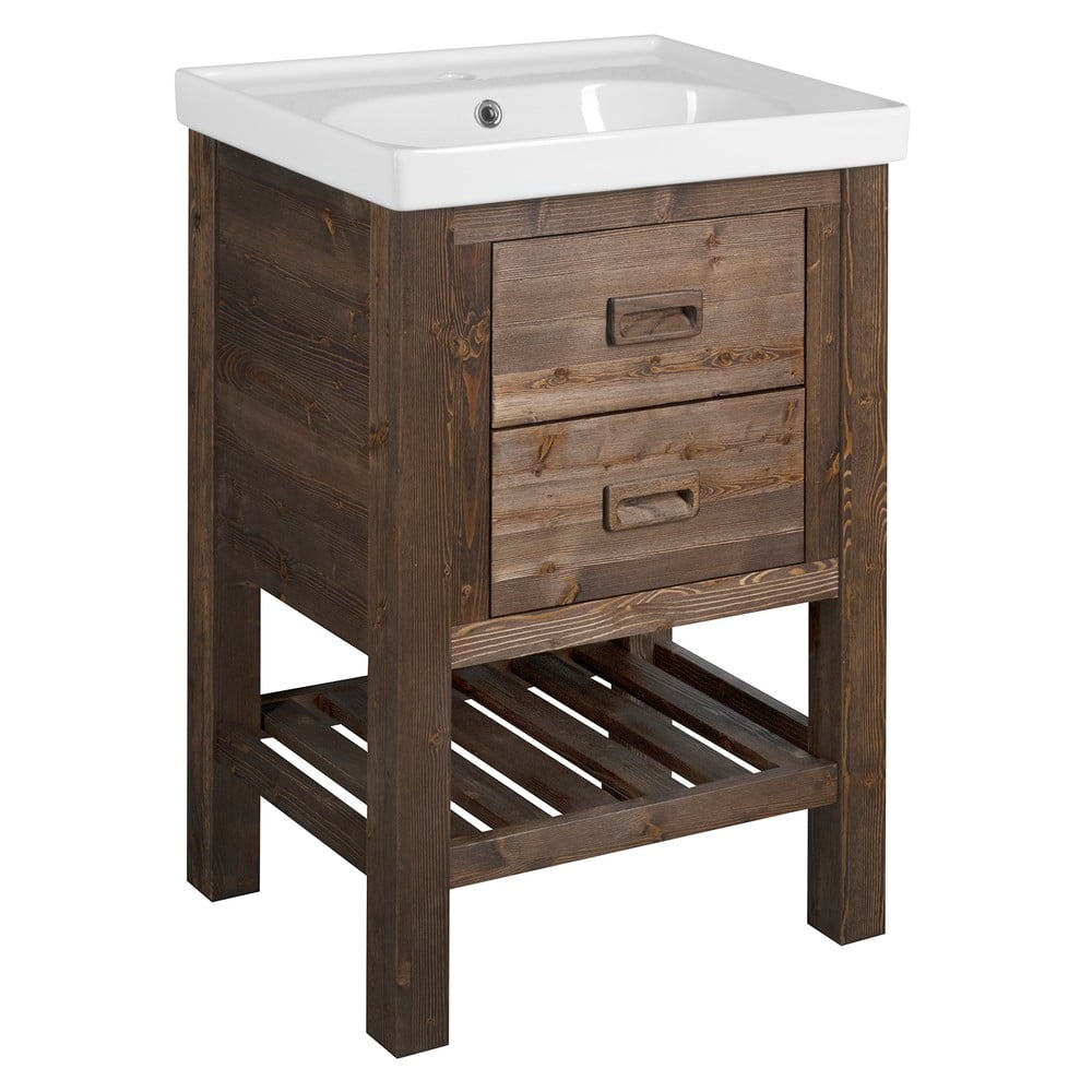 Mobile senza lavabo marrone in abete rosso massiccio 56x83 cm Brand – Sapho | Mobili da lavabo