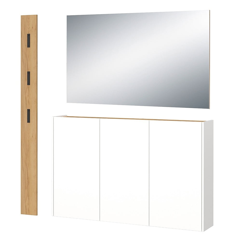 Set da ingresso bianco e color legno naturale effetto rovere Libbiano - Germania | Set di mobili da ingresso