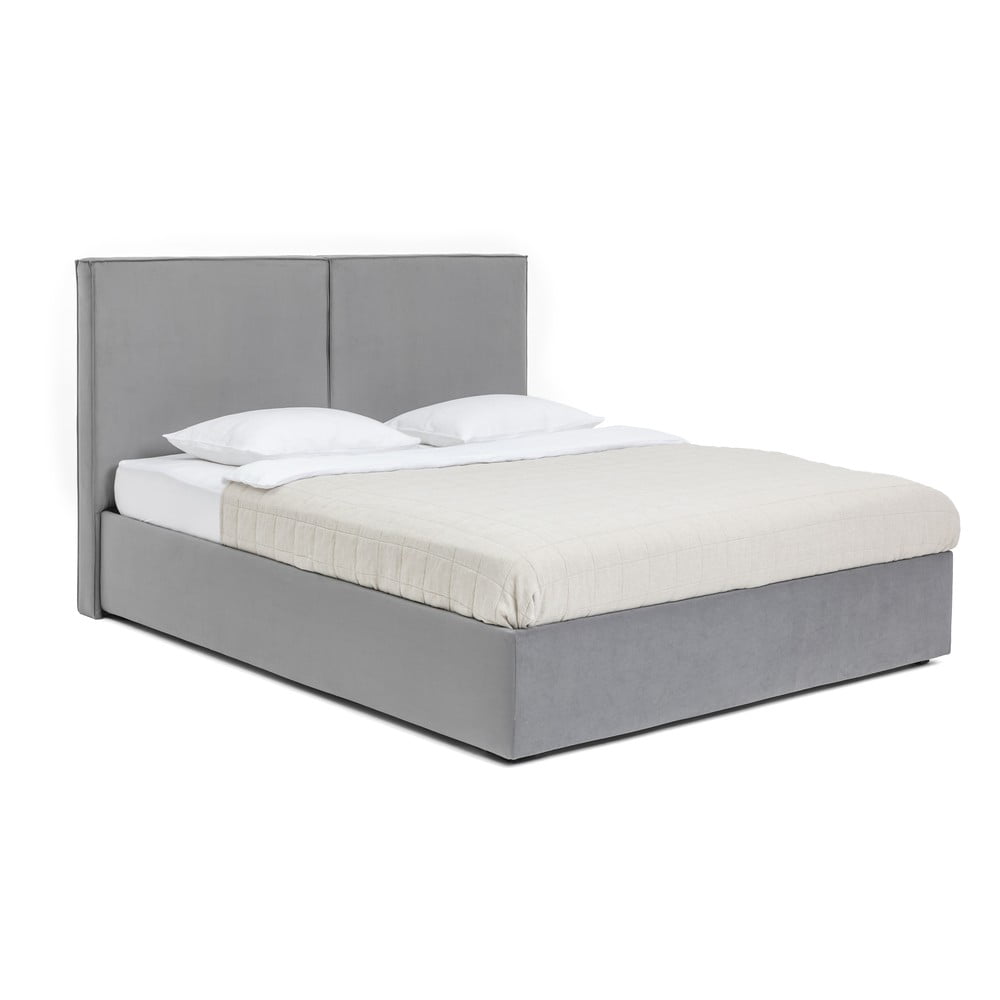 Letto matrimoniale imbottito grigio con contenitore e rete inclusi 160x200 cm Thessa Bold – Bonami Selection | Letti matrimoniali