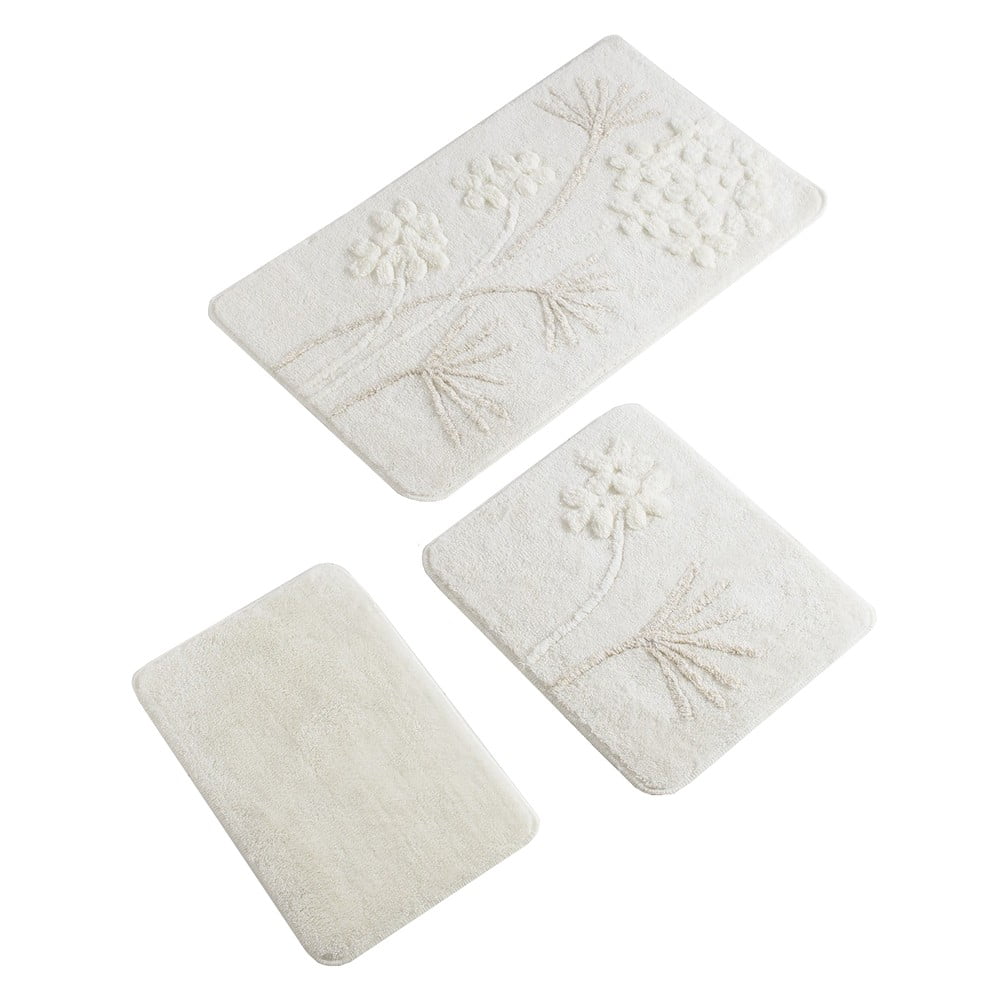 Set di 3 tappetini da bagno bianchi Orkide - Foutastic | Tappeti per il bagno