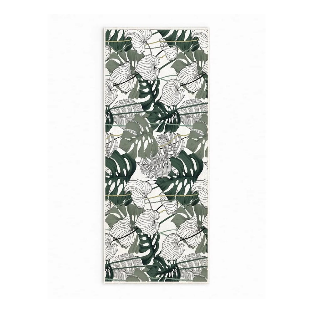 Tappeto bianco-verde lavabile  80x150 cm Monstera - Oyo Concept | Tappeti