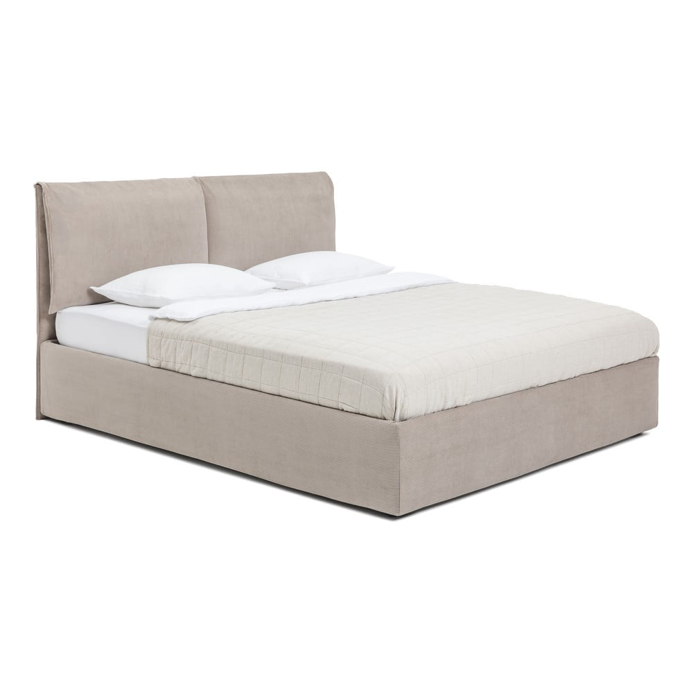 Letto matrimoniale imbottito tortora con contenitore con materasso/griglia 180x200 cm Thessa Pillow - Bonami Selection | Letti matrimoniali