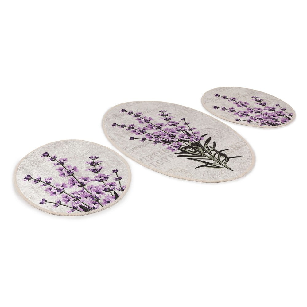 Set di tappetini per il bagno viola/beige 3 pz 60x100 cm Lavender – Foutastic | Tappeti per il bagno